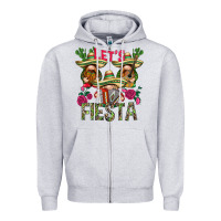 Heather Grey Let's Fiesta with gnomes Zipper Hoodie - NancyCooperArtShop