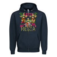 Navy Let's Fiesta with gnomes Zipper Hoodie - NancyCooperArtShop