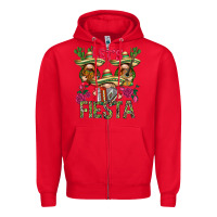 Red Let's Fiesta with gnomes Zipper Hoodie - NancyCooperArtShop