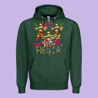 Let's Fiesta With Gnomes Zipper Hoodie Designed By Nancycooperartshop