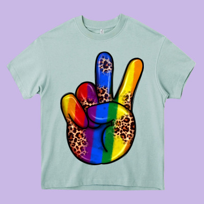 Pride Leopard Peace Hand Heavy Core Tee Designed By Jahusdesignshop