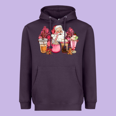 Pink Christmas Pink Tree Santa Coffe Cups Heavyweight Hoodie Designed By Cowgirlartshop