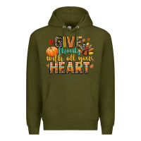Army Green give thanks with all your heart Premium Hoodie - CowGirlArtShop