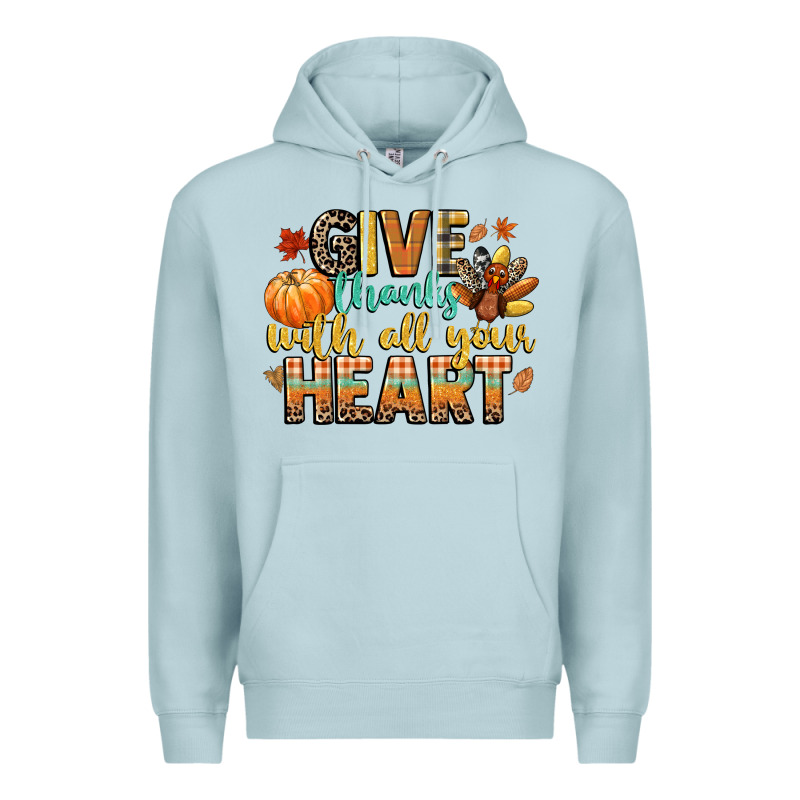 Give Thanks With All Your Heart Premium Hoodie by CowGirlArtShop | Teevron