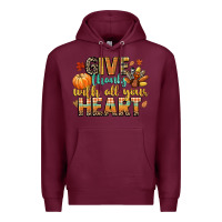 Burgundy give thanks with all your heart Premium Hoodie - CowGirlArtShop