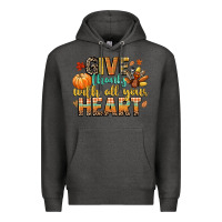 Charcoal Heather give thanks with all your heart Premium Hoodie - CowGirlArtShop