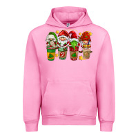 Fuchsia Pink christmas coffee cups gnomies Urban Hoodie - FaDigitalArtStudio