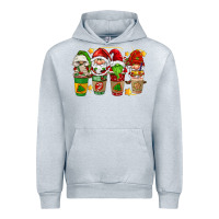 Heather Grey christmas coffee cups gnomies Urban Hoodie - FaDigitalArtStudio