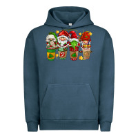 Pigment Midnight Navy christmas coffee cups gnomies Urban Hoodie - FaDigitalArtStudio