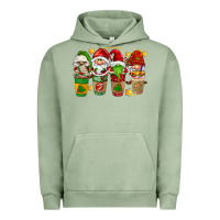 Pigment Oil Green christmas coffee cups gnomies Urban Hoodie - FaDigitalArtStudio