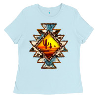 Baby Blue cowhide leopard sunset aztec Ladies Tee - JahusDesignShop