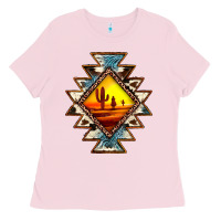 Bubblegum Pink cowhide leopard sunset aztec Ladies Tee - JahusDesignShop
