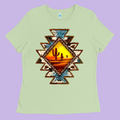 Cowhide Leopard Sunset Aztec Ladies Tee Designed By Jahusdesignshop