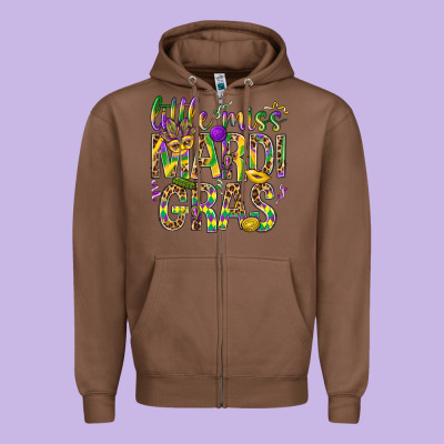 Little Miss Mardi Gras Zipper Hoodie Designed By Nancycooperartshop