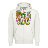 Oatmeal Heather Little miss Mardi Gras Zipper Hoodie - NancyCooperArtShop