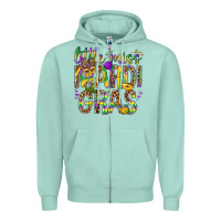 Seafoam Little miss Mardi Gras Zipper Hoodie - NancyCooperArtShop