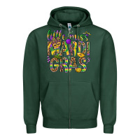 Sports Green Little miss Mardi Gras Zipper Hoodie - NancyCooperArtShop