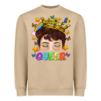Lgbtq+ Queer Portrait With Crown And Rainbow Heavyweight Sweatshirt | Teevron