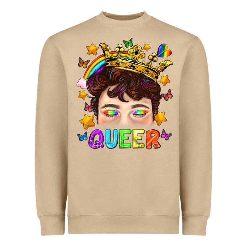 Lgbtq+ Queer Portrait With Crown And Rainbow Heavyweight Sweatshirt by BundleAndBundleShop | Teevron
