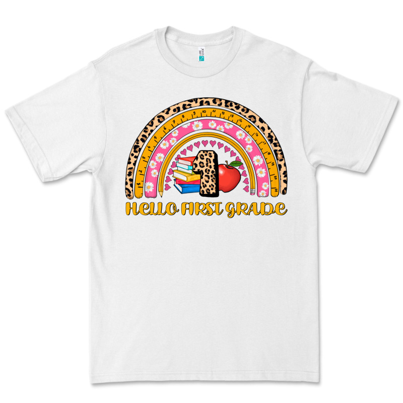 Back To School Rainbow Hello First Grade Premium Tee by AdoDesignShop | Teevron