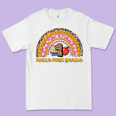 Back To School Rainbow Hello First Grade Premium Tee Designed By Adodesignshop