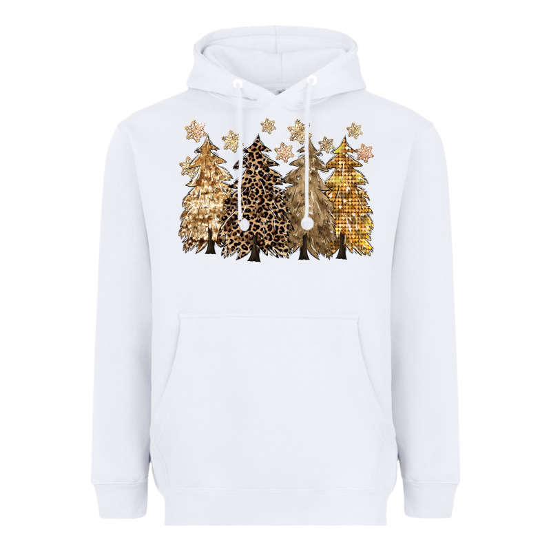 Merry Christmas Leopard Trees Heavyweight Hoodie by CowGirlArtShop | Teevron