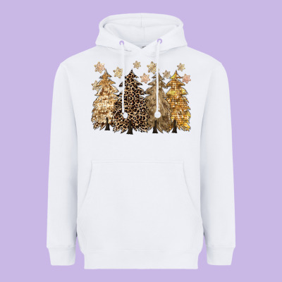 Merry Christmas Leopard Trees Heavyweight Hoodie Designed By Cowgirlartshop