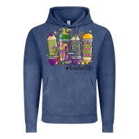 Vintage Denim mardi gras teacher life Vintage Hoodie - MaliasSmallBusiness