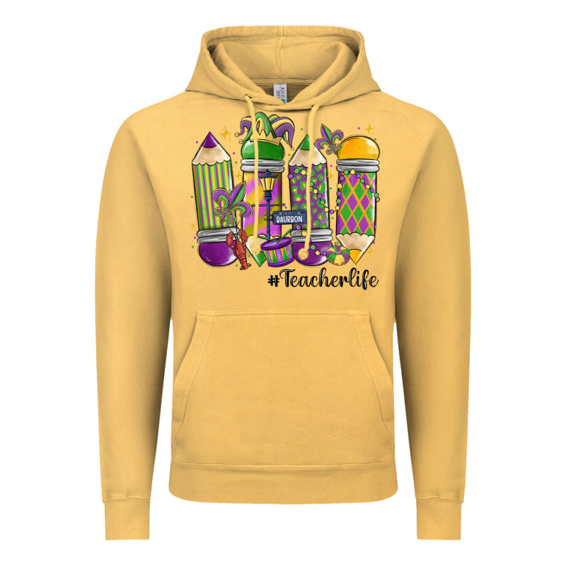 Mardi Gras Teacher Life Vintage Hoodie by MaliasSmallBusiness | Teevron