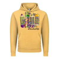Vintage Mustard mardi gras teacher life Vintage Hoodie - MaliasSmallBusiness