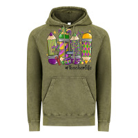Vintage Olive mardi gras teacher life Vintage Hoodie - MaliasSmallBusiness