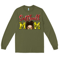 Army Green Softball Mom Long Sleeve Tee - BundleAndBundleShop