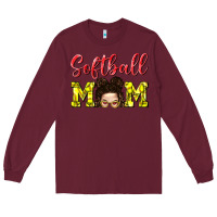 Burgundy Softball Mom Long Sleeve Tee - BundleAndBundleShop