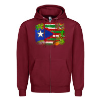 Burgundy Mexico and Puerto Rico flag Zipper Hoodie - texasbilliewilder