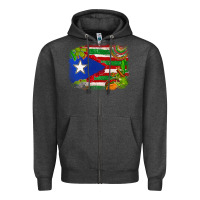 Charcoal Heather Mexico and Puerto Rico flag Zipper Hoodie - texasbilliewilder