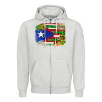 Dove Grey Mexico and Puerto Rico flag Zipper Hoodie - texasbilliewilder