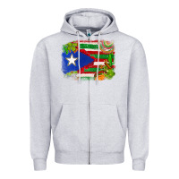 Heather Grey Mexico and Puerto Rico flag Zipper Hoodie - texasbilliewilder