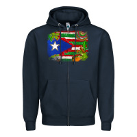 Navy Mexico and Puerto Rico flag Zipper Hoodie - texasbilliewilder