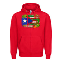 Red Mexico and Puerto Rico flag Zipper Hoodie - texasbilliewilder