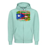 Seafoam Mexico and Puerto Rico flag Zipper Hoodie - texasbilliewilder