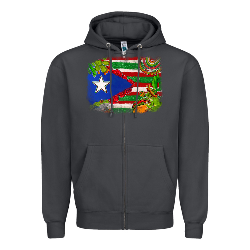 Mexico And Puerto Rico Flag Zipper Hoodie by texasbilliewilder | Teevron