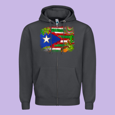 Mexico And Puerto Rico Flag Zipper Hoodie Designed By Texasbilliewilder