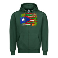 Sports Green Mexico and Puerto Rico flag Zipper Hoodie - texasbilliewilder