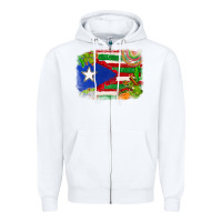 White Mexico and Puerto Rico flag Zipper Hoodie - texasbilliewilder