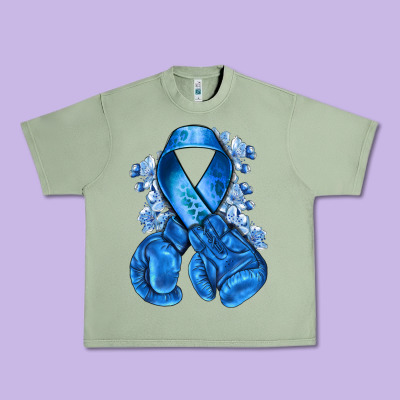 Blue Ribbon With Boxing Gloves Urban Heavy Tee Designed By Nancycooperartshop