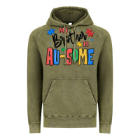 Vintage Olive my brother is ausome autism Vintage Hoodie - MaliasSmallBusiness