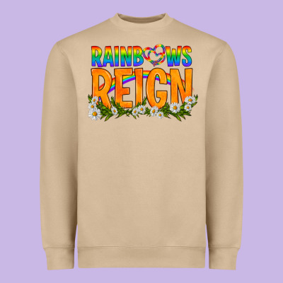 Lgbtq+ Rainbows Reign Heavyweight Sweatshirt Designed By Bundleandbundleshop