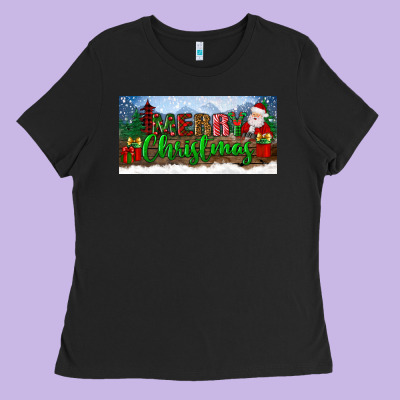 Merry Christmas With Santa Claus License Plate Ladies Tee Designed By Bundleandbundleshop