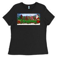 Black merry christmas with santa claus license plate Ladies Tee - BundleAndBundleShop