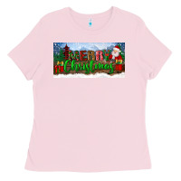 Bubblegum Pink merry christmas with santa claus license plate Ladies Tee - BundleAndBundleShop